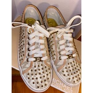 MICHAEL KORS White Studded Sneaker
